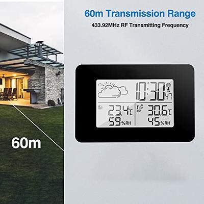 Wittime 2081 Weather Station Indoor Outdoor Thermometer Wireless  Temperature Humidity Monitor with HD Color Display and Outdoor Sensor