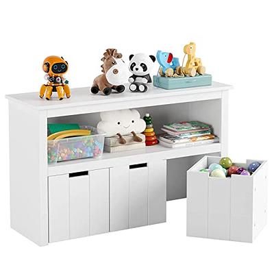 FOTOSOK Toy Storage Cabinet with 3 Movable Drawers, Floor Storage