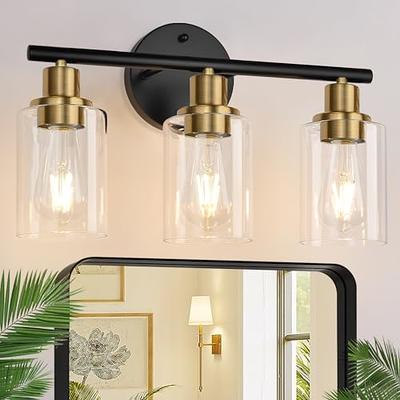 MELUCEE Metal Wall Lights with Clear Glass Shade 2 Heads Bathroom