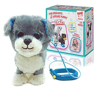 YH YUHUNG Walking and Barking Toy Dog with Remote Control Leash Puppy  Electronic Pets Interactive Toys for Kids (White)