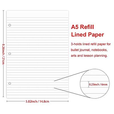 Homelove A5 Refill Paper [240 Sheets 480 Pages] 100 GSM Thick Blank Paper 6-Hole Punched Filler Inserts for 6 Ring Binder Journal Notebook