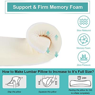 Lumbar Support Pillow, Relief Lower Back Pain Adjustable Height Back Pillow  - Memory Foam Cushion Design for Sleeping, Waist Sleep Cushion for Side,  Back Sleepers