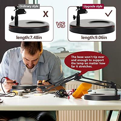 10X Magnifying Glass With Light And Stand, KIRKAS 2-In-1 Stepless Dimmable  LED Magnifying Lamp With Clamp, 3 Color Modes Lighted Magnifier Lens