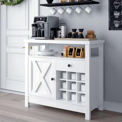 HOSTACK Farmhouse Coffee Bar Cabinet, 47 Kitchen Buffet Cabinet with  Storage, Barn Doors Sideboard Storage Cabinet, Wood Buffet Sideboard with  Drawers and Shelves for Dining Room, Entwary, White - Yahoo Shopping