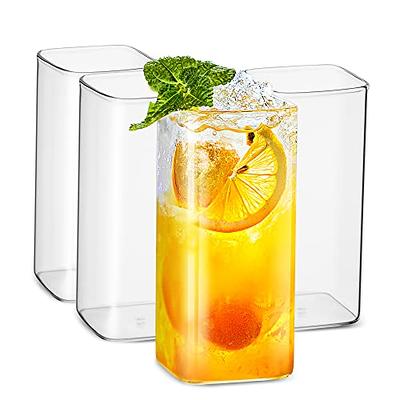 LUXU Drinking Glasses 13 oz,Thin Square Set of 4,Elegant Bar