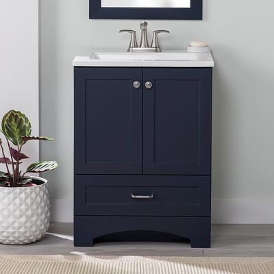 Project Source 24-in Gray Single Sink Bathroom Vanity with White Cultured  Marble Top in the Bathroom Vanities with Tops department at