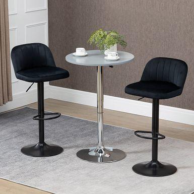 HOMCOM Modern Adjustable Bar Stools Set of 2, Swivel Fabric