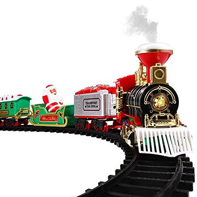  Hot Bee Train Set for Boys, Christmas Train Set w/Alloy Steam  Locomotive, Metal Electric Trains w/Cargo Cars & Tracks, Model Train Toys  w/Smoke,Sounds & Lights, Christmas Toys for 3 4 5