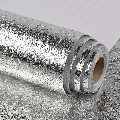 Silver Stainless Steel Contact Paper Peel and Stick Aluminum Foil Sheet  Wallpaper Waterproof Heat Resistant Oil Proof Wall Film for Kitchen  Backsplash Countertop Cabinet