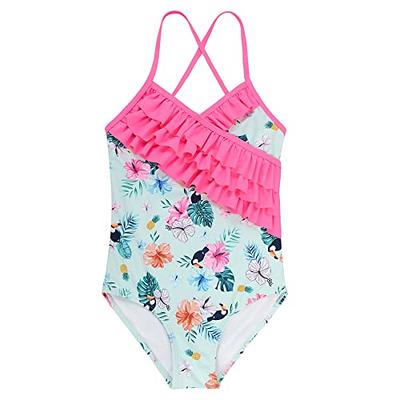 Zando Little Girls Bathing Suits One Piece Ruffle Kids Swimsuits One-Piece  Baby Girls Swimsuit Size