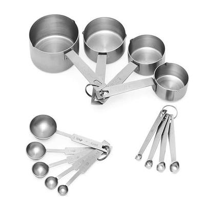Classic Cuisine 10-Piece Stainless Steel with Silicone Measuring Cups and  Spoons Set HW031030 - The Home Depot