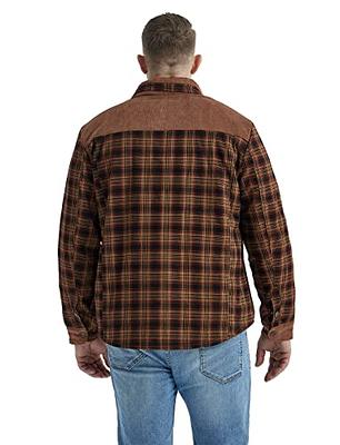  Men Plaid Flannel Sherpa Jacket Regular Fit Lapel