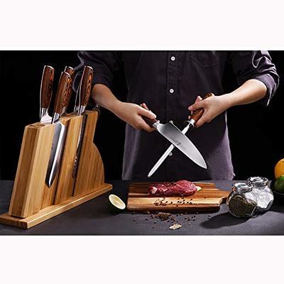 TUO Honing Steel for All Kitchen Knives Daily Sharpening Maintenance - High  Carbon German Stainless Steel with Pakkawood Handle - 9-inch Sharpening Rod  with Case - Fiery Phoenix Series 