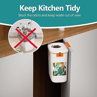 Hanging Trash Can with Lid for Kitchen Cabinet Door or Under Sink