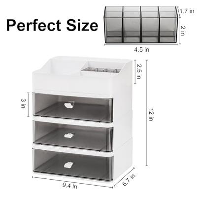 Vtopmart 12''W Clear Stackable Storage Drawers,2 Pack Acrylic Plastic  Organizers Bins for Makeup Palettes, Cosmetics, and Beauty Supplies,Ideal  for