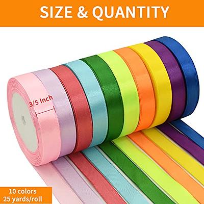 TONIFUL 10 Colors Rainbow Satin Ribbon Fabric Satin Ribbon Rainbow