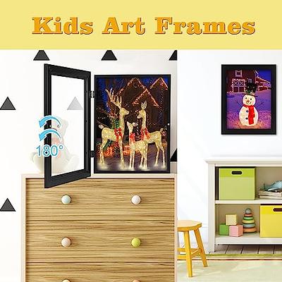 2 Pack Children Art Projects 11.8'' x 8.3'' Kids Art Frames, A4 Art-Work  Wooden Kid Art Frame Front Opening Changeable Picture Display, Horizontal 
