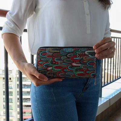 Boho Wallet Zippered, Cash Envelope Wallet, Handmade Storage Bag, Woven Fabric  Wallet, Compact Money Bag, Hippie Coin Pouch