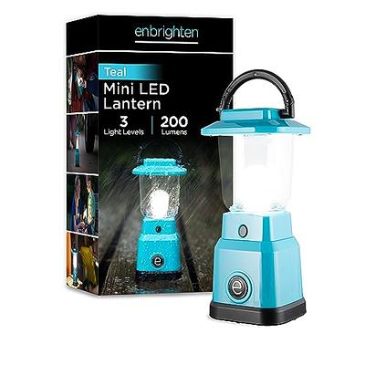 Enbrighten LED Mini Camping Lantern, Battery Powered, 200 Lumens, 40 Hour  Runtime, 3 Modes, Night Light for Kids, Ideal for Hiking, Outdoors,  Emergency, Snow, Hurricane and Storm Teal