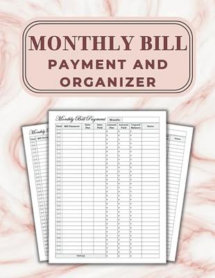 Monthly Bill Organizer: Bill and Expense Tracker, Monthly Bill Payment &  Organizer, Simple Home Budget Spreadsheet, Monthly Bill Payments  Checklist Organizer Planner
