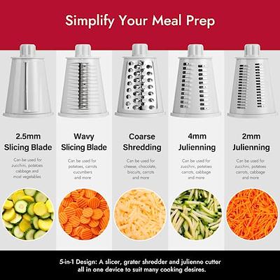 Geedel Rotary Cheese Grater, Kitchen Grater Vegetable Slicer with 3  Interchangeable Blades, Powerful Suction, Dishwasher Safe, Easy to Clean  Grater for Vegetable, Fruit, Nuts 