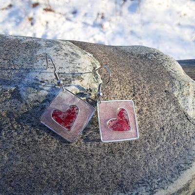 Heart Earrings, Valentine's Day Earrings, Floral Earrings