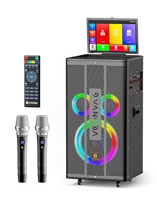 IndeCool Kids Bluetooth Karaoke Machine with 2 Microphones, Rechargeable  Remote Control Wireless Karaoke Speaker Portable Karaoke Machine Music MP3