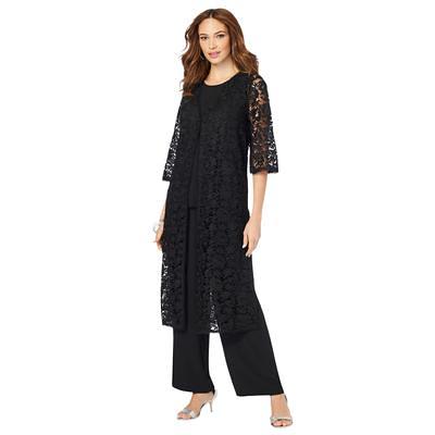  Roaman's Women's Plus Size Three-Piece Lace Duster