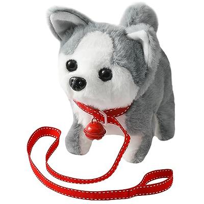 Marsjoy Husky Walking and Barking Puppy Dog Toy with Control Leash,Realistic Wagging Tail Robot Interactive Musical Dancing Animated