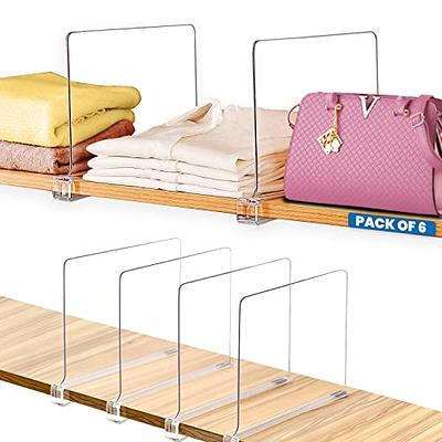 Bee Neat Clear Acrylic Shelf Dividers for Closets - Closet Shelf Organizer  and Storage for Clothes, T-Shirts, Books, Sweaters - Shelf Divider for