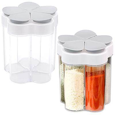 2 PCS Travel Spice Containers, 5 in 1 Camping Seasoning Jars