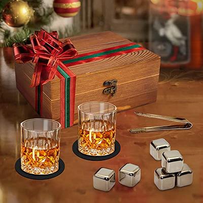 Silver Whiskey Stones for Old Fashioned Glass | Best Gift Accessories for  Drinking Bourbon and Scotch | Perfect Whisky Gift for Men | Stainless Steel