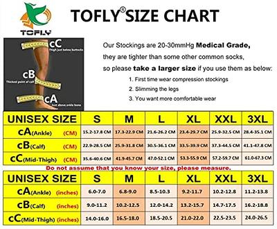 TOFLY Thigh High Compression Stockings for Women & Men (Pair) Open Toe  Opaque 20-30 mmHg