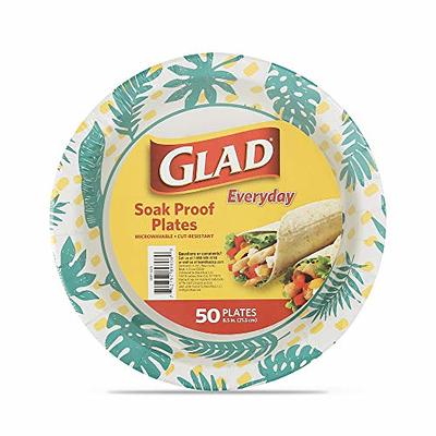 Glad for Kids 8 1/2-Inch Paper Plates, Small Round Paper Plates with  Dinosaurs, Heavy Duty Disposable Soak Proof Microwavable Paper Plates, 8.5  Round Plates 120ct