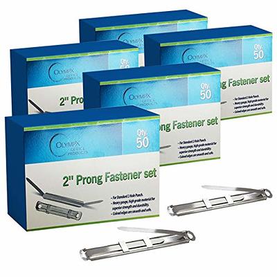 Prong Paper Fasteners, 2 inch Capacity, 2.75 inch Base, Box of 50 Complete  Sets