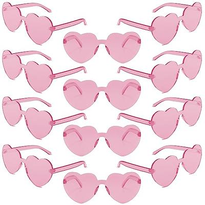 Pink Heart Shape Love Glasses Rimless Decoration Sunglasses