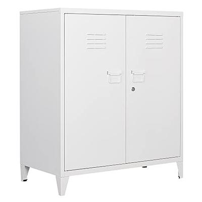 Tenleaf White Metal File Cabinets with Locking Doors and Adjustable Shelf