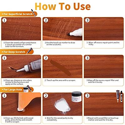 Wood Furniture Repair Kit, Upgrade Wood Filler, Touch up Markers