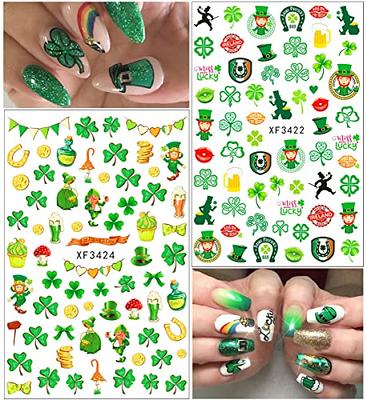 Amazon.com: 10 Sheets St Patrick's Day Nail Art Stickers 3D Self- Adhesive  Shamrock Nail Decals Green Clover Gold Hat Letters Nail Art Design Irish  Nail Stickers for Women Girls St Patricks Day
