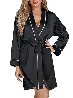 North Bund Women's Plus Size Short Silky Bathrobes Satin Kimono Robes Bride  Bridesmaid Loungewear Soft Nightgown, Dark Green, 1X at Amazon Women's  Clothing store