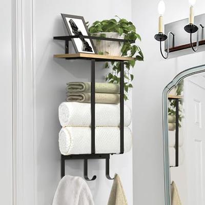 Luxspire Towel Racks Wall Mounted for Bathroom, Towel Holder Wall Mounted  with Wooden Floating Shelf & 3 Metal Hooks, Rolled Bath Towel and Hand  Towel Rack for Bathroom, Black + Wood - Yahoo Shopping