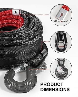 VEVOR 3/8 Synthetic Winch Rope 18740lbs 100' Winch Line Cable w/ Hook Off-Road