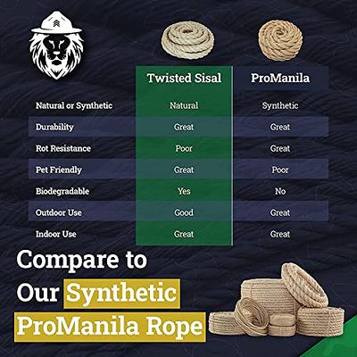 SGT KNOTS Twisted Manila Rope - Natural 3 Strand Fiber Hemp Rope for Indoor  and Outdoor Use, Multipurpose Manila Rope for Crafts, DIY Projects, Home  Decorating…