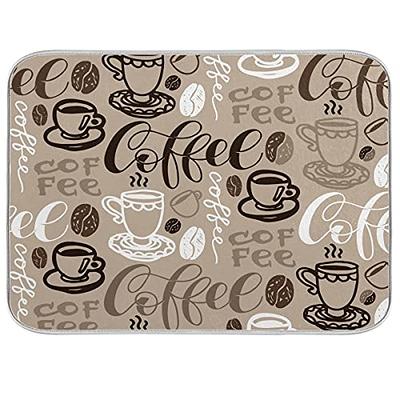 DK177 Dish Drying Mat for Kitchen Counter, Super Absorbent Dish Mat,  Non-Slip Heat-Resistant Easy Clean Dishes Drainer Mats, Dish Rack Pad,  Coffee Mat