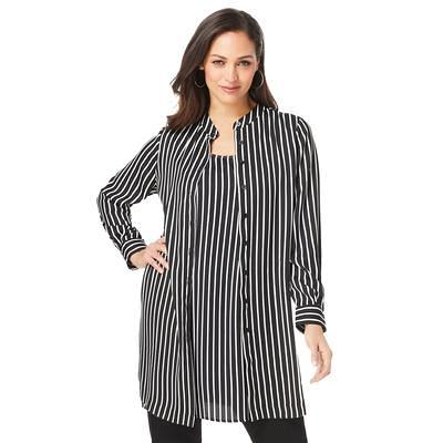 Plus Size Women's Georgette Button Front Tunic by Jessica London in Black  Classic Stripe (Size 16 W) Sheer Long Shirt - Yahoo Shopping