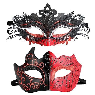 Red and Black Cat Face Mask Mardi Gras Masquerade Ball