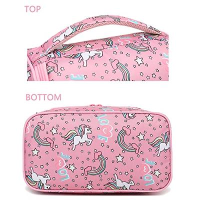 FlowFly Double Decker Cooler Insulated Lunch Bag Large Tote for Boys,  Girls, Men, Women, With Adjustable Strap (Red-Unicorn)