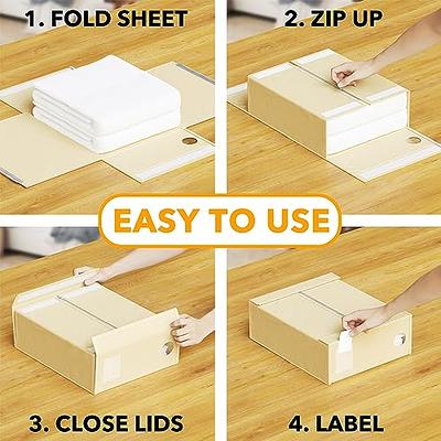 Simple Houseware 3 Pack Foldable Closet Organizer Clothing Storage Box with  Clear Window, Beige