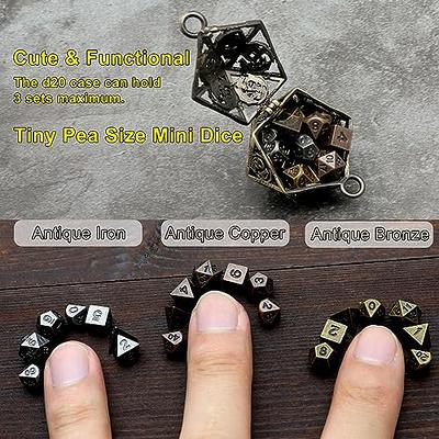 Haxtec Mini Dice Set with Bronze Hollow D20 Necklace Dice Case Antique Tiny  Small Metal DND Dice Set D&D Portable 7PCS Keychain Dice Set - Yahoo  Shopping