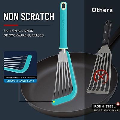  DI ORO Egg Spatula - Silicone Turner Spatula for Cooking -  Spatula for Nonstick Cookware Heat-Resistant - High Heat Thin Spatula &  Flexible Turner - Kitchen Flipper BPA Free & Dishwasher